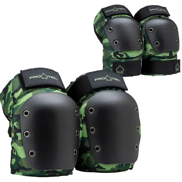 pro-tec-street-knee-elbow-pad-set-open-back-camo image 1