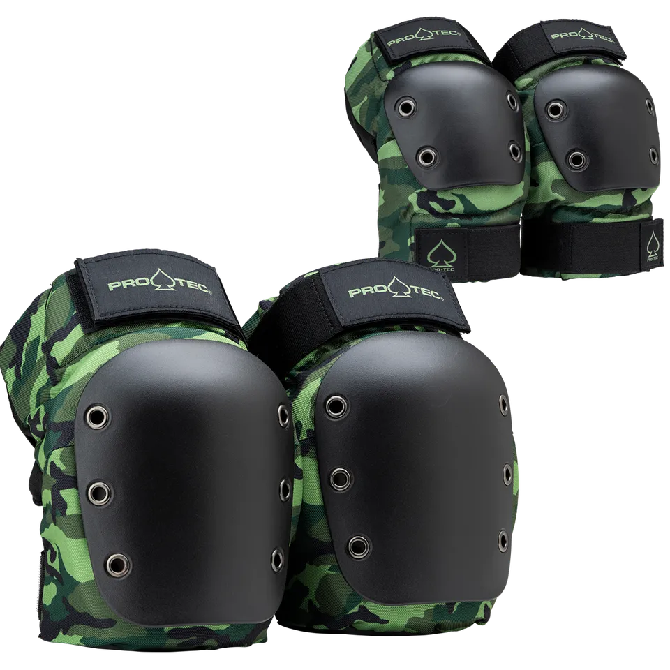 pro-tec-street-knee-elbow-pad-set-open-back-camo image 1