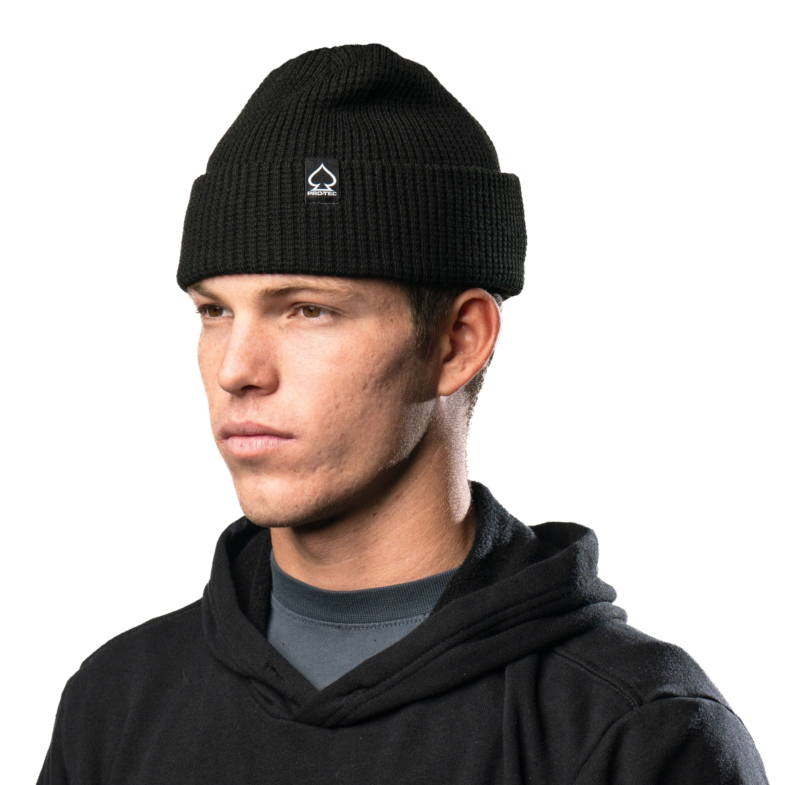 pro-tec-patch-cuff-bonnet-neige-noir-beanie image 2