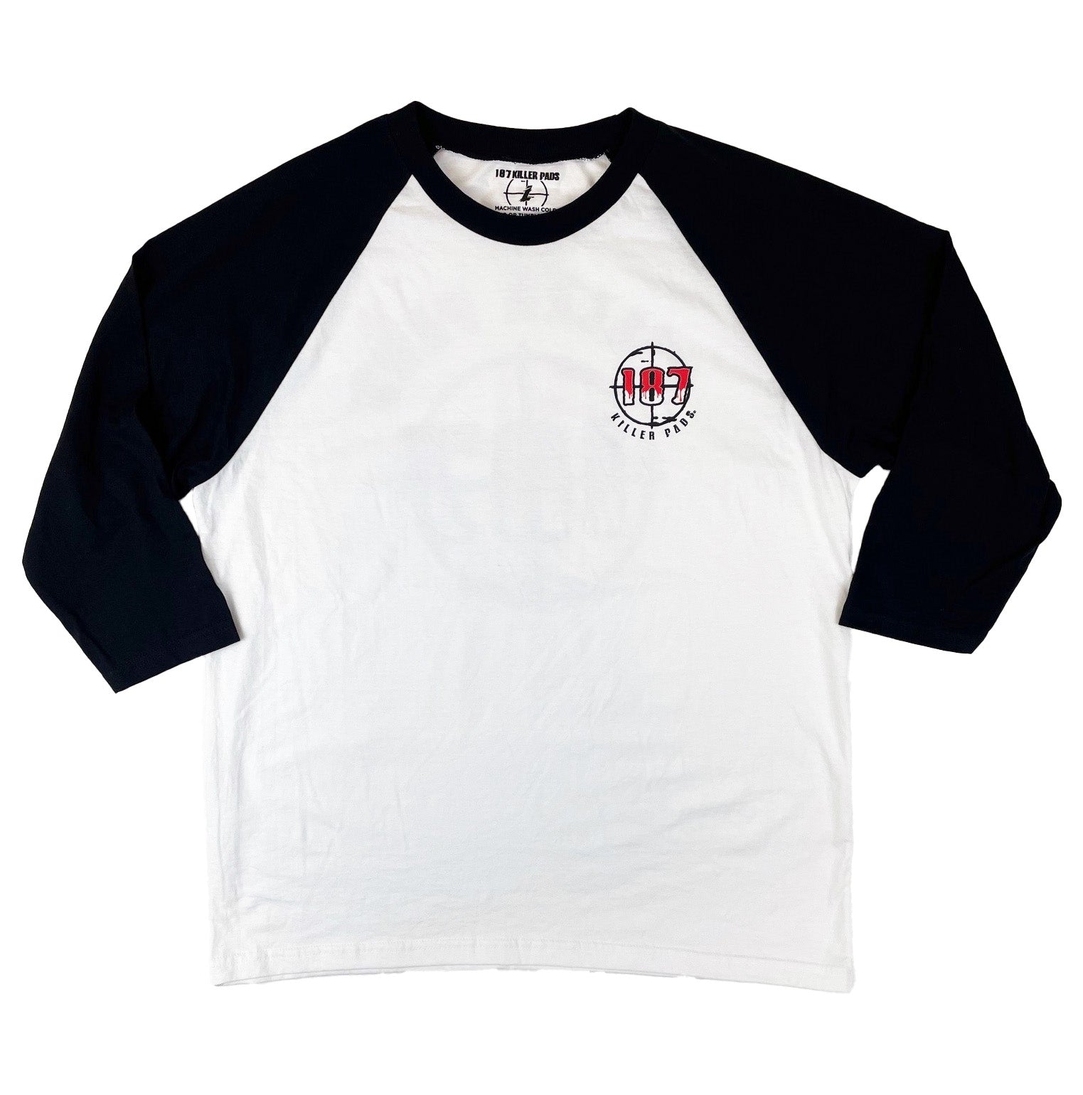 187-killer-pads-raglan-scope-t-shirt-blanc-noir image 2