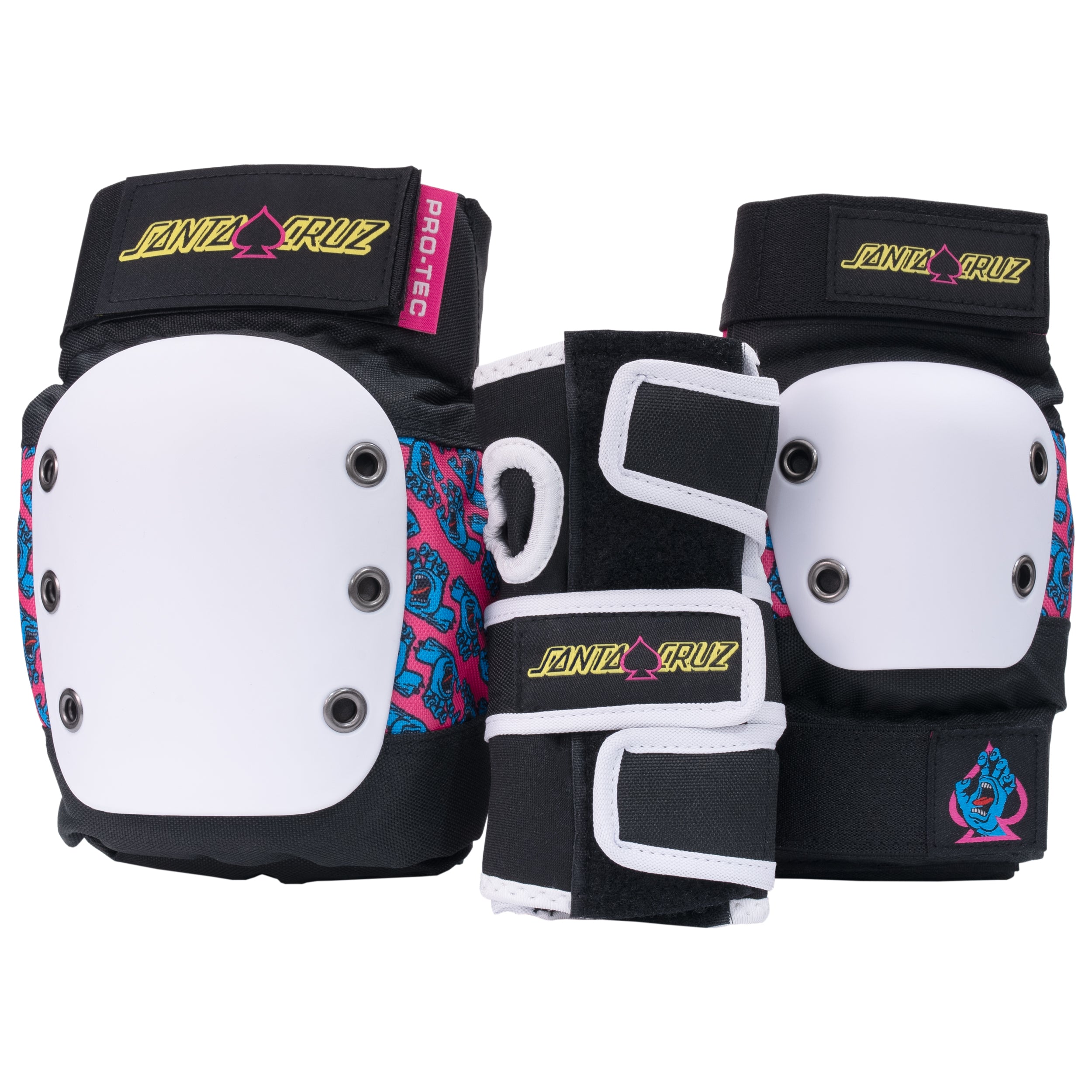 pro-tec-street-gear-3-pack-pad-set-dition-santa-cruz-screaming-hand image 1