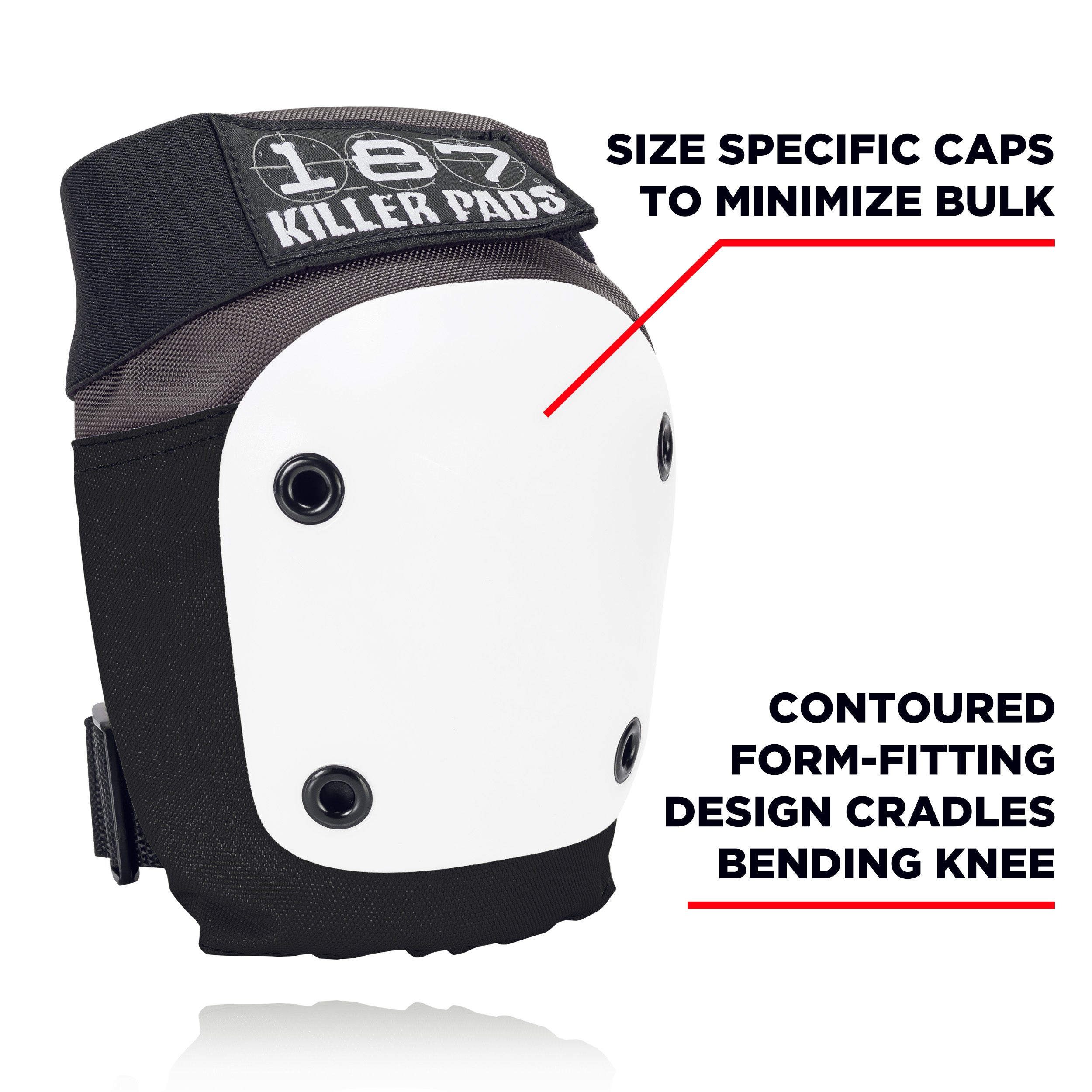 187-killer-pads-fly-knee-genouill-re-skate-grey-black-white-caps image 2