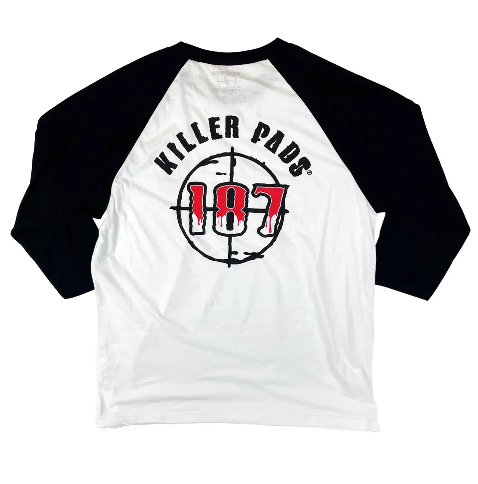187-killer-pads-raglan-scope-t-shirt-blanc-noir image 1