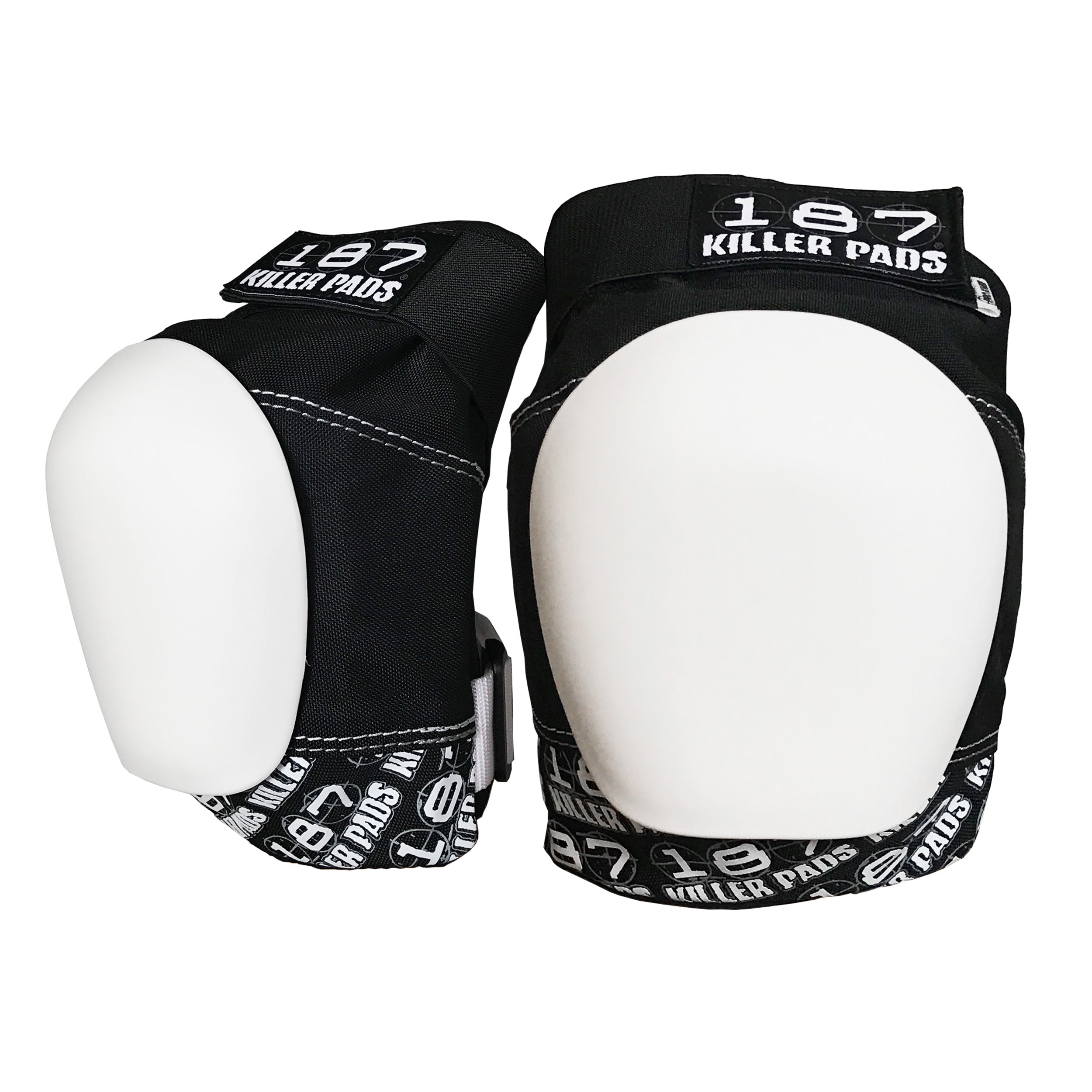 187-killer-pads-pro-knee-pad-black-white-white-caps-genouill-re image 1