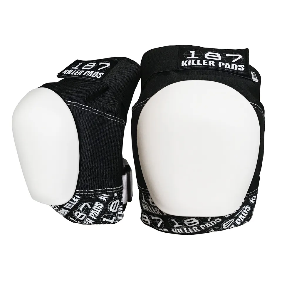 187-killer-pads-pro-knee-pad-black-white-white-caps-genouill-re image 1